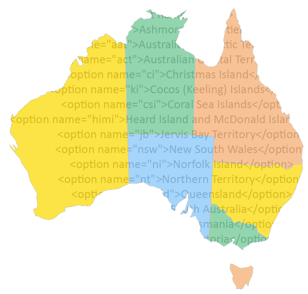 HTML Code for States of Australia